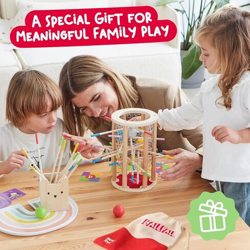 Nene Toys Ballfall ، Game Montessori for Kids 3+ سنوات - ألعاب خشبية مع العصي الملونة ، النرد والبطاقات - لعبة البرج للبنين الذين تتراوح أعمارهم بين 3 و 9 سنوات ، لعبة عائلية تعليمية للتنمية الإدراكية in Kuwait