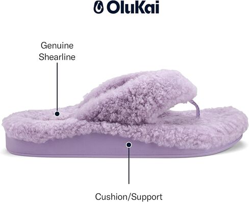 OLUKAI Kipe'a Heu Women's Sandal Slippers, Soft & Comfortable Shearling-Wrapped Straps, Durable RUbber Outsoles for All-Day Wear, Causal & Cute Everyday Style, Tan/Tan, 8 in Saudi Arabia