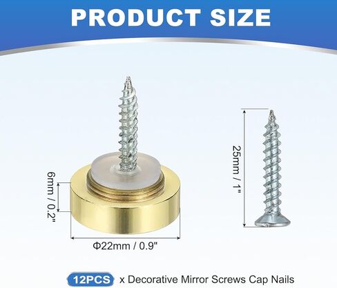 مسامير المرآة النحاس الأغطية الزخرفية تغطية أظافر السحابات ، 12 مم الانتهاء من الملاءمة لأجهزة الإعلان مرآة علامة (12 ٪ ، الفضة) in Kuwait
