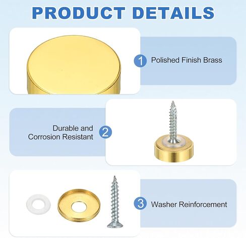مسامير المرآة النحاس الأغطية الزخرفية تغطية أظافر السحابات ، 12 مم الانتهاء من الملاءمة لأجهزة الإعلان مرآة علامة (12 ٪ ، الفضة) in Kuwait