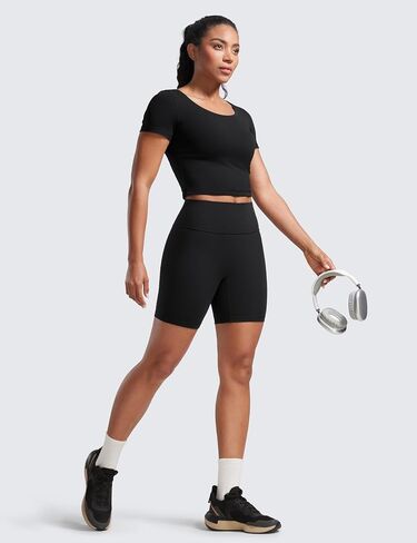 CRZ Yoga SecretSculpt Womens Butterlift High Weist Scrunch Butt But Riker Shorts 6 Inches - No Front Seam Workout Gym Booty in Saudi Arabia
