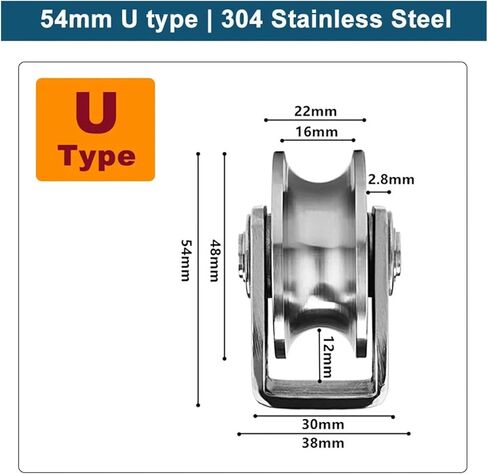 بكرة من الفولاذ المقاوم للصدأ ، 304 من الفولاذ المقاوم للصدأ 360 درجة الدوران ثقيلة العجلة الأخدود V-type مجموعة (54 ملم ساعة) in Kuwait