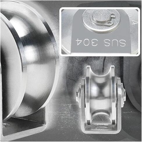 بكرة من الفولاذ المقاوم للصدأ ، 304 من الفولاذ المقاوم للصدأ 360 درجة الدوران ثقيلة العجلة الأخدود V-type مجموعة (54 ملم ساعة) in Kuwait