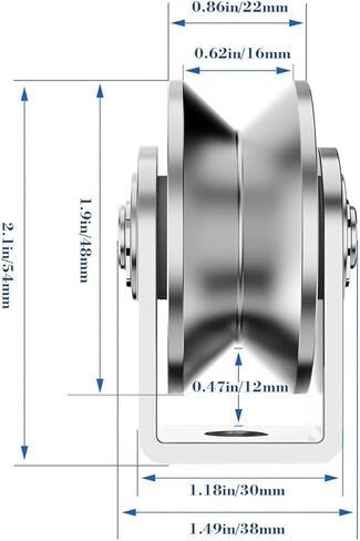 بكرة من الفولاذ المقاوم للصدأ ، 304 من الفولاذ المقاوم للصدأ 360 درجة الدوران ثقيلة العجلة الأخدود V-type مجموعة (54 ملم ساعة) in Kuwait