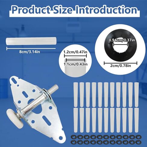 US! 22pcs Garage Door Hinge Quiet Roller Sleeves 11mm ID 80mm Length Roller Shaft Nuts Bearing Gaskets for Most Garage Doors in Saudi Arabia