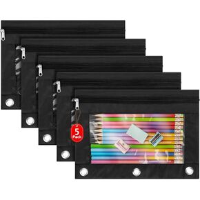 Ikayas 30 Pack Black Pencil Pouch for 3 Binder Binder Colorful Pencil Pouch with Zipper Bulk ، 3 Ring Binder Pender Pances Pencil Case Case Palcs for Classroom School School Supplies in Kuwait