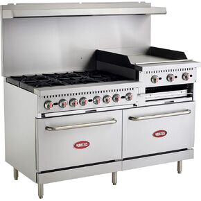 Kratos Commercial Gas Range, 60" Wide with 24" Griddle/Broiler, 6 Burners, and 2 Standard Ovens, Natural Gas (29Y-172-NAT) in Kuwait
