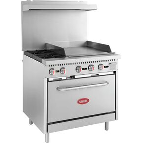 Kratos 36" Wide Commercial Gas Range with 24" Griddle, 2 Burners, and Full Size Oven, Stainless Steel Range for Restaurants, 130,000 BTU, Natural Gas (29Y-047-NAT) in Kuwait