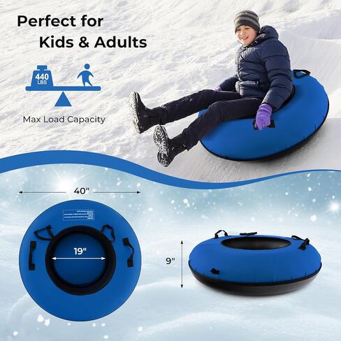 أنبوب الثلج على Gymax ، 40 بوصة ، أنبوب التزلج على الزلاجات للبالغين للأطفال ، وسادة مزلقة للزرقاء الباردة مع وسادة مقعد ، وغطاء قماش ، وحزام السحب ، ومضخة وإصلاح ، الدرجة التجارية in Saudi Arabia