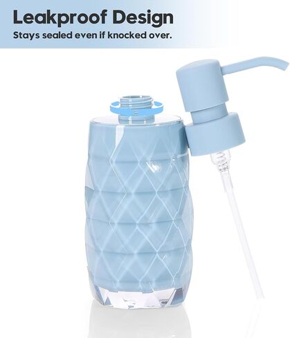 Acrylic Soap Dispenser 7oz Refillable Hand Soap Pump - Leak-Proof for Bathroom & Kitchen Sink Diamond Shaped Teal Blue in Saudi Arabia