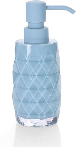 Acrylic Soap Dispenser 7oz Refillable Hand Soap Pump - Leak-Proof for Bathroom & Kitchen Sink Diamond Shaped Teal Blue in Saudi Arabia
