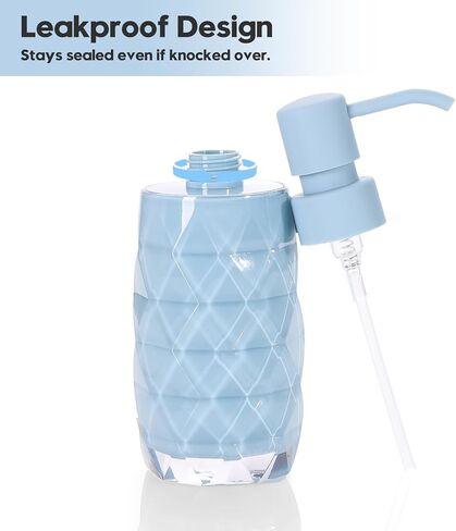Acrylic Soap Dispenser 7oz Refillable Hand Soap Pump - Leak-Proof for Bathroom & Kitchen Sink Diamond Shaped Teal Blue in Saudi Arabia