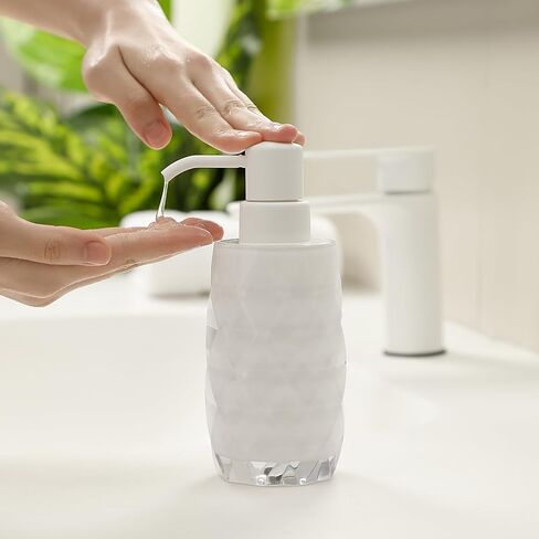 Acrylic Soap Dispenser 7oz Refillable Hand Soap Pump - Leak-Proof for Bathroom & Kitchen Sink Diamond Shaped Teal Blue in Saudi Arabia