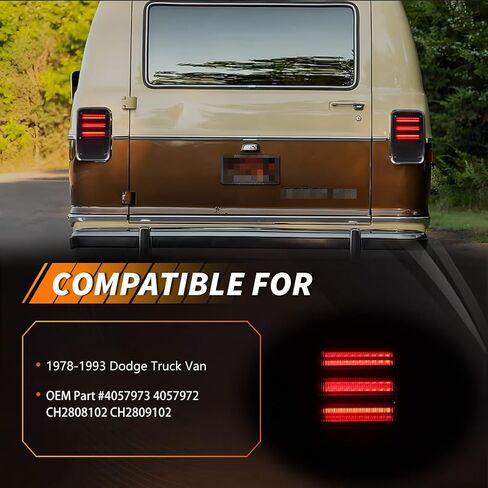 Tail Light Lens Compatible with 1978-1993 Dodge Truck Van, [DOT] [IP67 Waterproof] Tail Lamp Lens (Left + Right), Replace OEM #4057973 4057972 | CH2808102 CH2809102, 1 Pair, Red Lens in Saudi Arabia