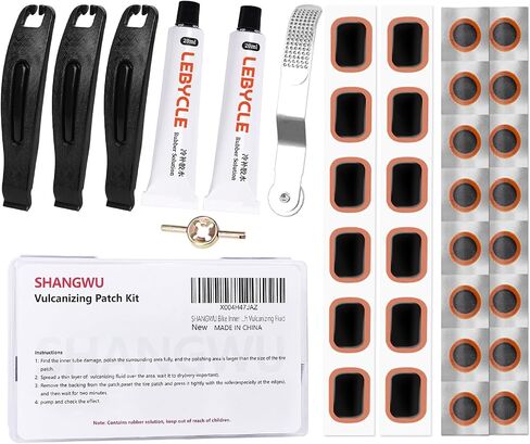 35 PCS Bike Tire Repair Kit, Bicycle Inner Tube Patch Kit with 28 PCS Vulcanizing Patches,Rubber Solution, Metal Rasp, Bike Tire Levers, Bike Patch Kit with Portable Box for MTB BMX Road Bike in Saudi Arabia