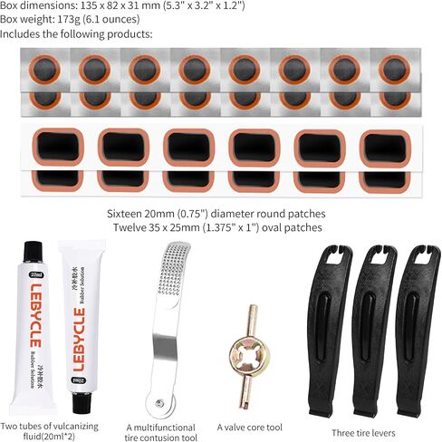 35 PCS Bike Tire Repair Kit, Bicycle Inner Tube Patch Kit with 28 PCS Vulcanizing Patches,Rubber Solution, Metal Rasp, Bike Tire Levers, Bike Patch Kit with Portable Box for MTB BMX Road Bike in Saudi Arabia