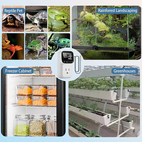 Digital Temperature Controller,Fahrenheit Display,15A/1800W Thermostat Outlet Plug, Plug in Thermostat,Heating Cooling Control Timer, -40℉~210℉, Cyclic Timing/Countdown, for Home/Greenhouse in Saudi Arabia
