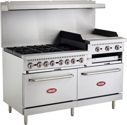 Kratos Commercial Gas Range, 60" Wide with 24" Griddle/Broiler, 6 Burners, and 2 Standard Ovens, Natural Gas (29Y-172-NAT) in Kuwait