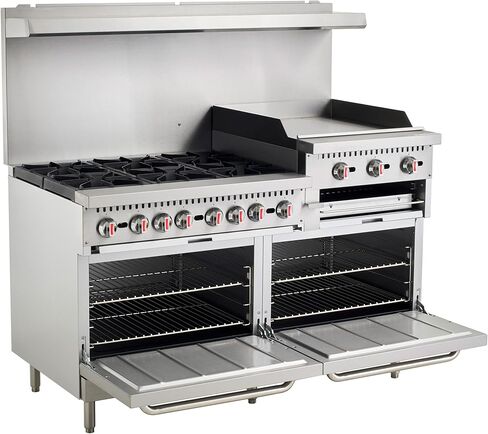 Kratos Commercial Gas Range, 60" Wide with 24" Griddle/Broiler, 6 Burners, and 2 Standard Ovens, Natural Gas (29Y-172-NAT) in Kuwait