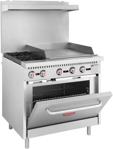 Kratos 36" Wide Commercial Gas Range with 24" Griddle, 2 Burners, and Full Size Oven, Stainless Steel Range for Restaurants, 130,000 BTU, Natural Gas (29Y-047-NAT) in Saudi Arabia