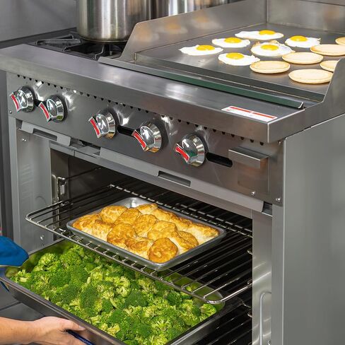 Kratos 36" Wide Commercial Gas Range with 24" Griddle, 2 Burners, and Full Size Oven, Stainless Steel Range for Restaurants, 130,000 BTU, Natural Gas (29Y-047-NAT) in Saudi Arabia