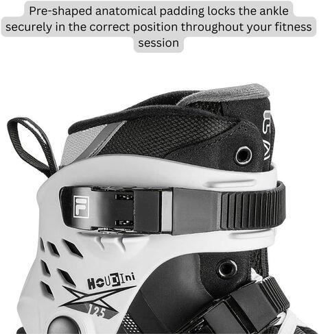 الزلاجات في Fila Houdini 125mm للبالغين - الزلاجات عالية السرعة للياقة البدنية مع محامل ABEC 9 - إطار الألمنيوم خفيف الوزن - وسادة كعب الصدمة - 3x125mm in Kuwait