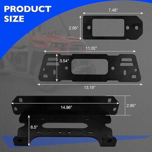 101480 Winch Mount - Compatible with Polaris Ranger XP 1000 Models(2018+) - Polaris Ranger Winch Mount with Black Powder Coated in Kuwait