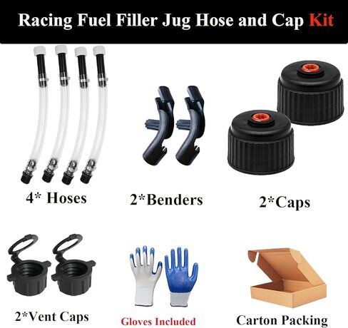 4PCS Racing Fuels Filler Hose, 14 Inch Gas Can Hose with 2PCS Benders Suitable for 5.5 Gallon Fuel Jugs in Kuwait