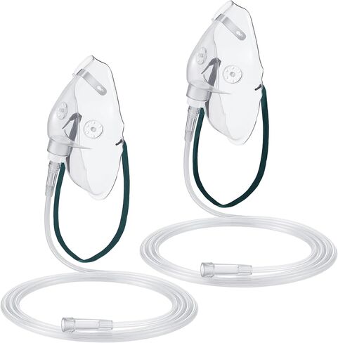 Geiserailie 2 Pack L Size Oxygen Mask with 6.6 Ft Tubing and Adjustable Elastic Strap, Adult Oxygen Mask with Tubing, Transparent Oxygen Masks for Face Adult in Saudi Arabia