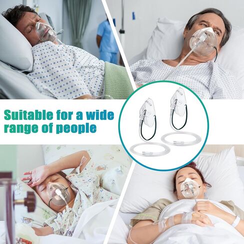 Geiserailie 2 Pack L Size Oxygen Mask with 6.6 Ft Tubing and Adjustable Elastic Strap, Adult Oxygen Mask with Tubing, Transparent Oxygen Masks for Face Adult in Saudi Arabia