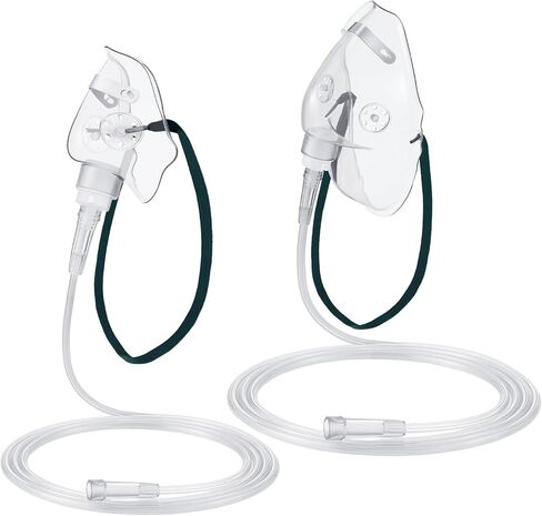 Geiserailie 2 Pack L Size Oxygen Mask with 6.6 Ft Tubing and Adjustable Elastic Strap, Adult Oxygen Mask with Tubing, Transparent Oxygen Masks for Face Adult in Saudi Arabia