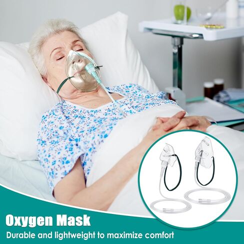Geiserailie 2 Pack L Size Oxygen Mask with 6.6 Ft Tubing and Adjustable Elastic Strap, Adult Oxygen Mask with Tubing, Transparent Oxygen Masks for Face Adult in Saudi Arabia