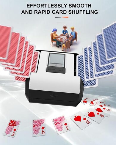 Automatic Card Shuffler for 1-2 Decks - Electric Poker Card Shuffler with One-Press AUTO & Manual Mode | Rechargeable 2000mAh Battery, USB-C Charging | Low Noise for Blackjack, UNO, Skip-Bo in Saudi Arabia