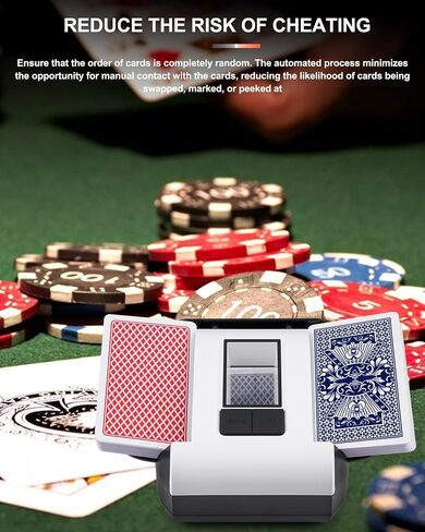 Automatic Card Shuffler for 1-2 Decks - Electric Poker Card Shuffler with One-Press AUTO & Manual Mode | Rechargeable 2000mAh Battery, USB-C Charging | Low Noise for Blackjack, UNO, Skip-Bo in Saudi Arabia