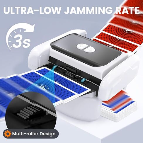 Rechargeable Automatic Card Shuffler Machine for 1-2 Decks, Jam-Free, with Auto/Manual Modes, Quiet (65dB) & Portable - Ideal for Blackjack, UNO, Texas Hold'em & Casino Games in Saudi Arabia