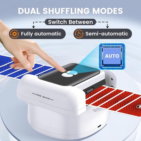 Rechargeable Automatic Card Shuffler Machine for 1-2 Decks, Jam-Free, with Auto/Manual Modes, Quiet (65dB) & Portable - Ideal for Blackjack, UNO, Texas Hold'em & Casino Games in Saudi Arabia