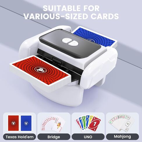 Rechargeable Automatic Card Shuffler Machine for 1-2 Decks, Jam-Free, with Auto/Manual Modes, Quiet (65dB) & Portable - Ideal for Blackjack, UNO, Texas Hold'em & Casino Games in Saudi Arabia