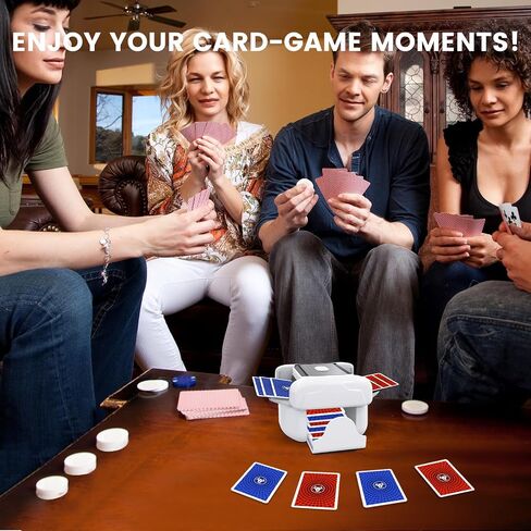 Rechargeable Automatic Card Shuffler Machine for 1-2 Decks, Jam-Free, with Auto/Manual Modes, Quiet (65dB) & Portable - Ideal for Blackjack, UNO, Texas Hold'em & Casino Games in Saudi Arabia