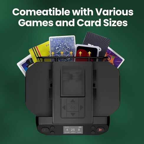 Automatic Card shuffler and Dealer 2-in-1 Machine 2025, 1-12 Player, Rotatable 360°, Remote Card Calling, Ultra Quiet, Rechargeable, for Board Games and Poker, Casino Card, UNO, Five Crowns in Kuwait