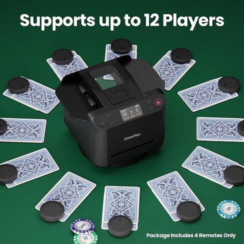 Automatic Card shuffler and Dealer 2-in-1 Machine 2025, 1-12 Player, Rotatable 360°, Remote Card Calling, Ultra Quiet, Rechargeable, for Board Games and Poker, Casino Card, UNO, Five Crowns in Kuwait