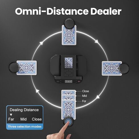 Automatic Card shuffler and Dealer 2-in-1 Machine 2025, 1-12 Player, Rotatable 360°, Remote Card Calling, Ultra Quiet, Rechargeable, for Board Games and Poker, Casino Card, UNO, Five Crowns in Kuwait