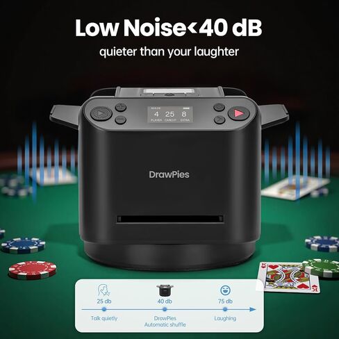 Automatic Card shuffler and Dealer 2-in-1 Machine 2025, 1-12 Player, Rotatable 360°, Remote Card Calling, Ultra Quiet, Rechargeable, for Board Games and Poker, Casino Card, UNO, Five Crowns in Kuwait