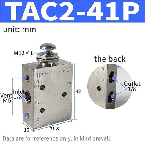 1pcs Air Pneumatic Mechanical Valve 2 Position 5 Way Toggle Button Switch TAC2-41V 31V 41P 31P 41PP TAC-4V 4P 3P 3V TV-3S(TAC2-31P) in Saudi Arabia
