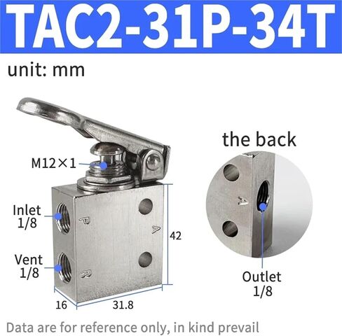 1pcs Air Pneumatic Mechanical Valve 2 Position 5 Way Toggle Button Switch TAC2-41V 31V 41P 31P 41PP TAC-4V 4P 3P 3V TV-3S(TAC2-31P) in Saudi Arabia