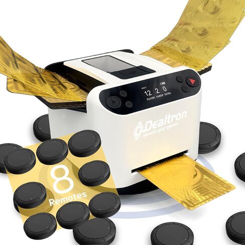 All-in-One Automatic Card Shuffler and Dealer,with 8 Remotes,Programmable Dealer,Card Shuffler 2 Deck,360° Rotation,Ultra Quiet,Rechargeable,up to 12 Players,for All Card Games (Shadow Black) in Saudi Arabia