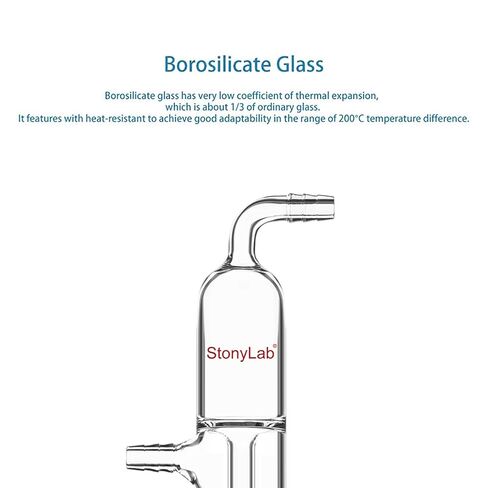 Stonylab Glass Gas Bubbler Crapuum trap ، plbler cold cold plbler مع ارتفاع 225 مم وتوصيل خرطوم 10 مم للأواني الزجاجية الفراغية ، جهاز مختبر الكيمياء العضوية in Saudi Arabia