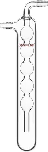 stonylab One-Piece Glass Vacuum Cold Trap Bubbler, 225 mm Length, 10 mm Serrated Hose Connection, G3.3 Borosilicate Glass, for Condensing and Capturing Volatile Gases in Lab Experiments in Saudi Arabia