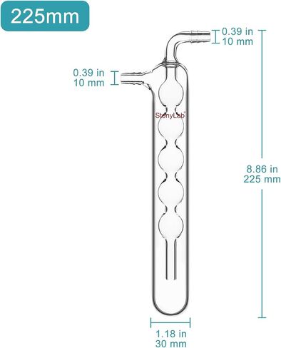 stonylab One-Piece Glass Vacuum Cold Trap Bubbler, 225 mm Length, 10 mm Serrated Hose Connection, G3.3 Borosilicate Glass, for Condensing and Capturing Volatile Gases in Lab Experiments in Saudi Arabia
