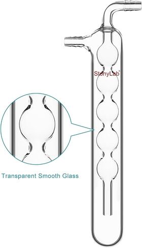 stonylab One-Piece Glass Vacuum Cold Trap Bubbler, 225 mm Length, 10 mm Serrated Hose Connection, G3.3 Borosilicate Glass, for Condensing and Capturing Volatile Gases in Lab Experiments in Saudi Arabia