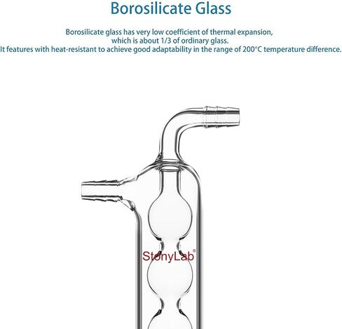 stonylab One-Piece Glass Vacuum Cold Trap Bubbler, 225 mm Length, 10 mm Serrated Hose Connection, G3.3 Borosilicate Glass, for Condensing and Capturing Volatile Gases in Lab Experiments in Saudi Arabia